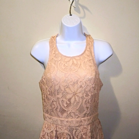 Lulu's Blush Pink Lace Racer Back Skater Style Mini Dress Style# 25680 - Picture 5 of 14